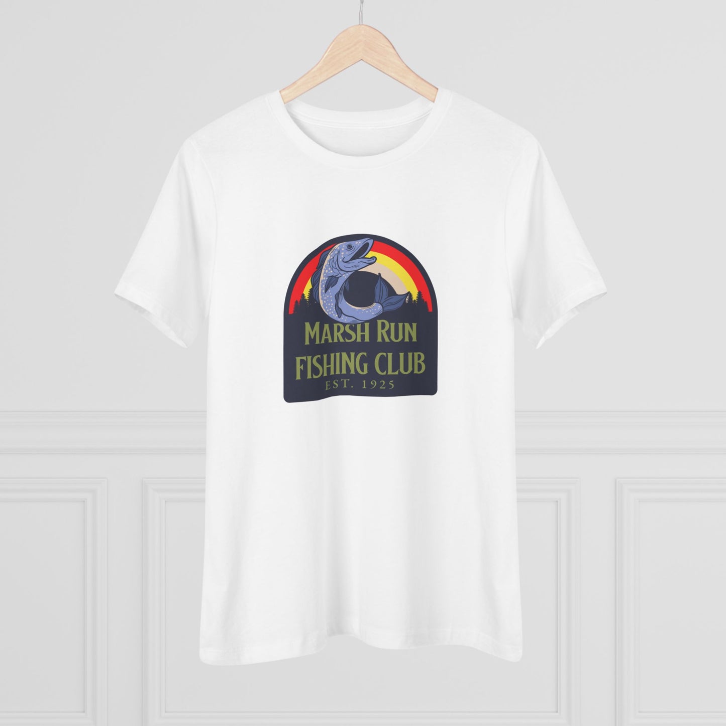 "Marsh Run Fishing Club" - Relaxed Womens T-Shirt