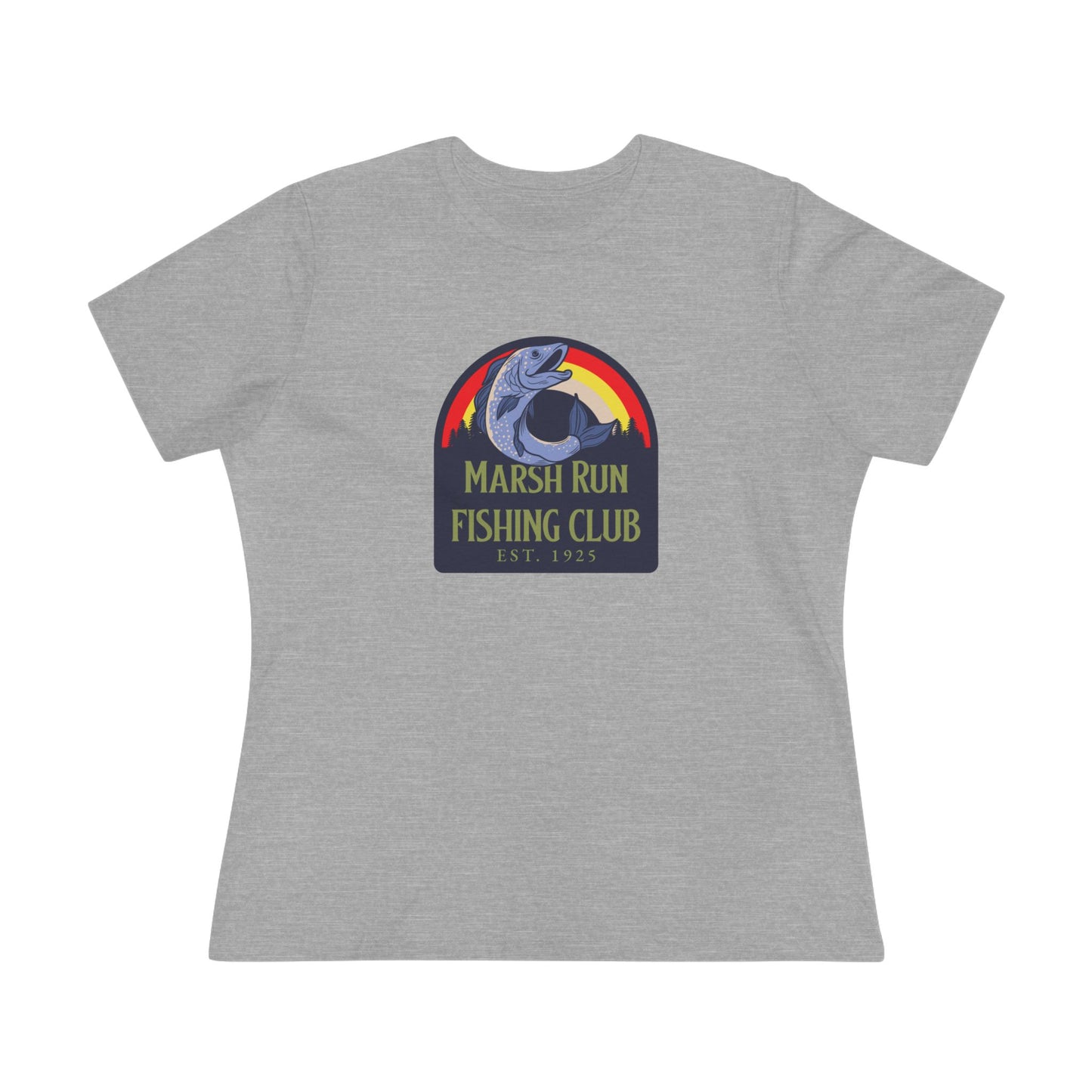 "Marsh Run Fishing Club" - Relaxed Womens T-Shirt