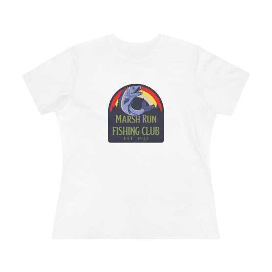 "Marsh Run Fishing Club" - Relaxed Womens T-Shirt
